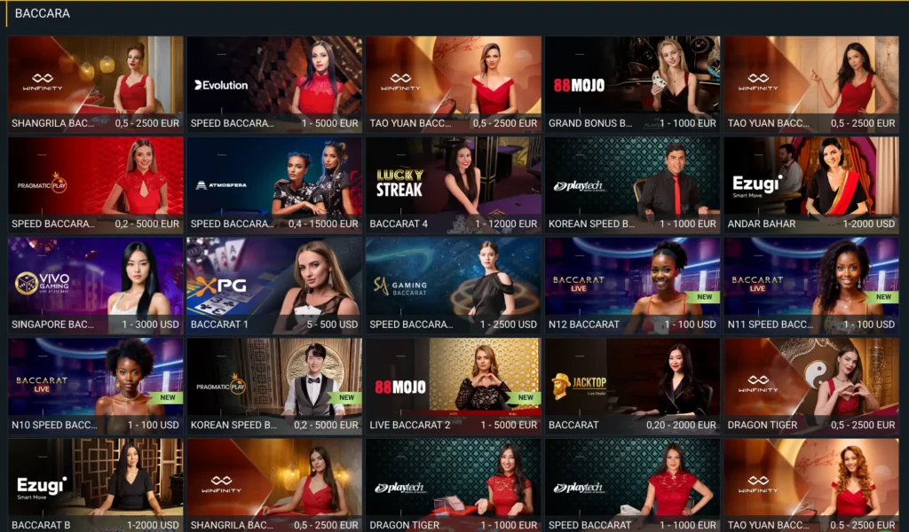 Interface du jeu de baccarat avec croupier en direct sur un casino en ligne algérien.