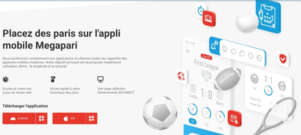 Page de téléchargement de l'application MegaPari Casino Android.