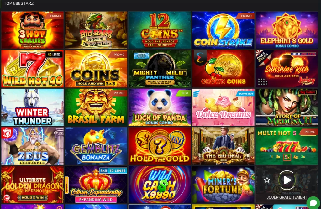 Capture d'écran des jeux de machines à sous du casino 888Starz