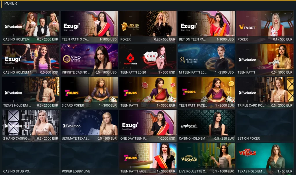 Interface d'un jeu de poker avec croupier en direct sur un casino en ligne algérien.