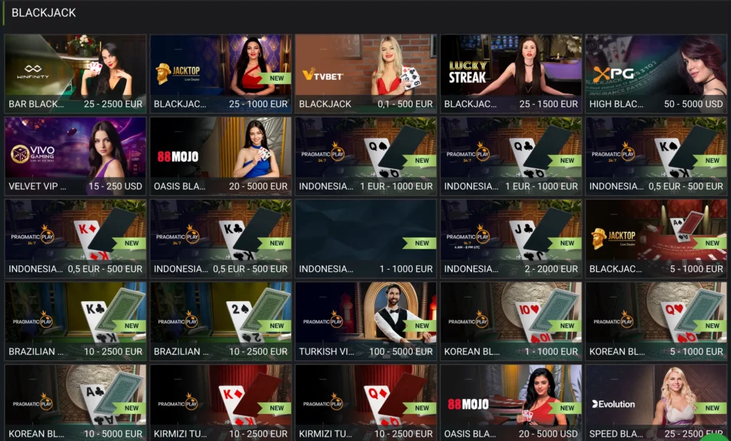 Les jeux de blackjack de 888Starz Algérie proposent un jeu avec croupier en direct.