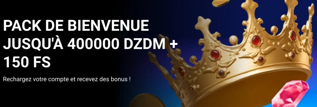 La bannière de bonus de bienvenue de 1xBet affiche une correspondance de dépôt de 200 % à hauteur de 400 000 DZD.