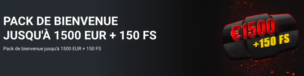 La bannière de bonus de bienvenue de 888Starz Algérie affichant un maximum de 1 500 € et 150 tours gratuits.